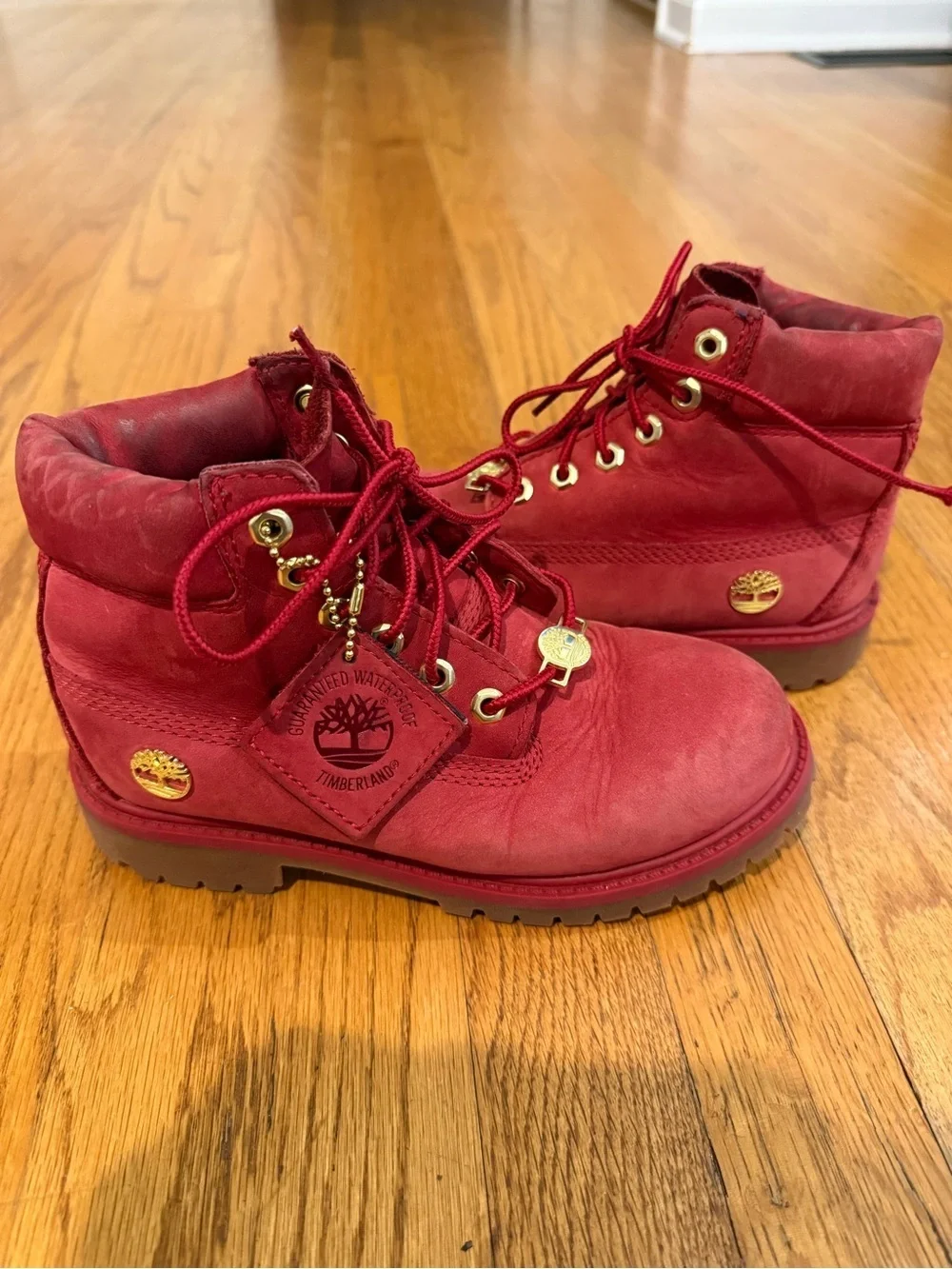 Timberland Kids Red Lace-Up Waterproof Boots